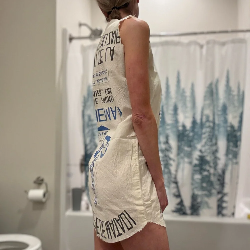 Homemade Vintage Feed-sack Dress! Fits XS-OOAK - Picture 15 of 16
